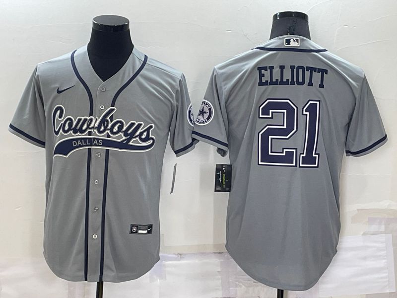 Men Dallas Cowboys #21 Elliott Grey Nike Co branded Jersey